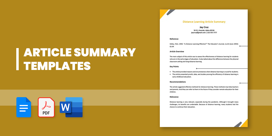 research article summary template