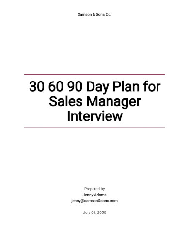 0 60 90 day plan for sales manager interview template