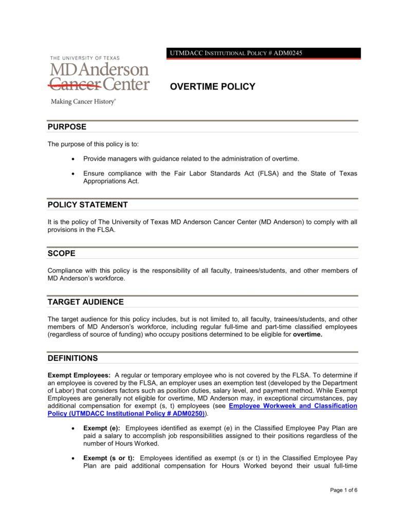 8+ Overtime Policy Templates - PDF, DOC