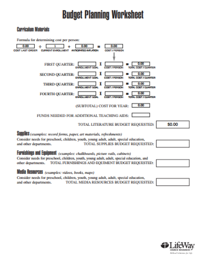 budget planner worksheet form