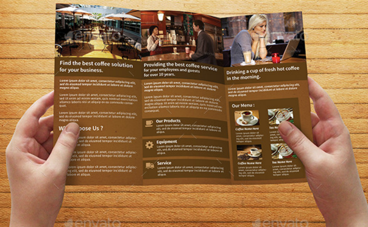 coffee shop restaurant trifold brochure template