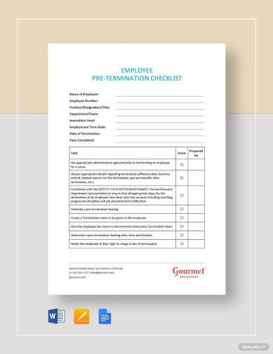 employee pre termination checklist template