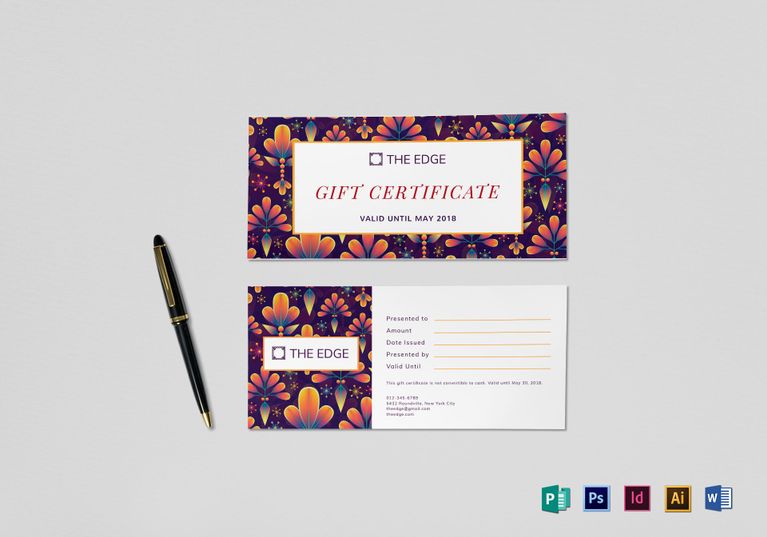 floral gift certificate template