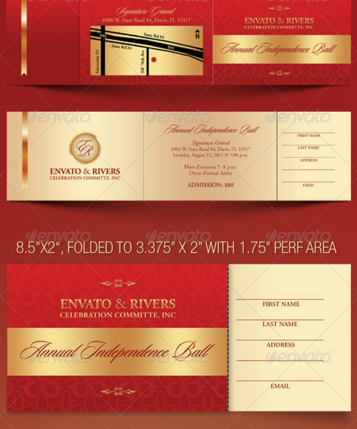folded banquet ticket template