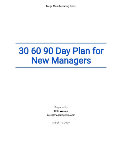 free sample 30 60 90 day plan for new managers template