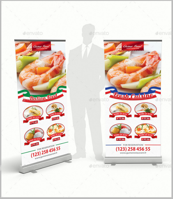 fresh cuisine restaurant rollup banner template