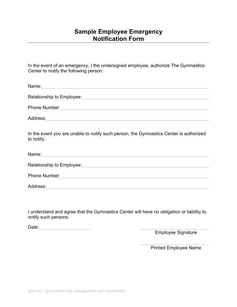 9 Employee Emergency Notification Forms And Templates Pdf Doc 9893