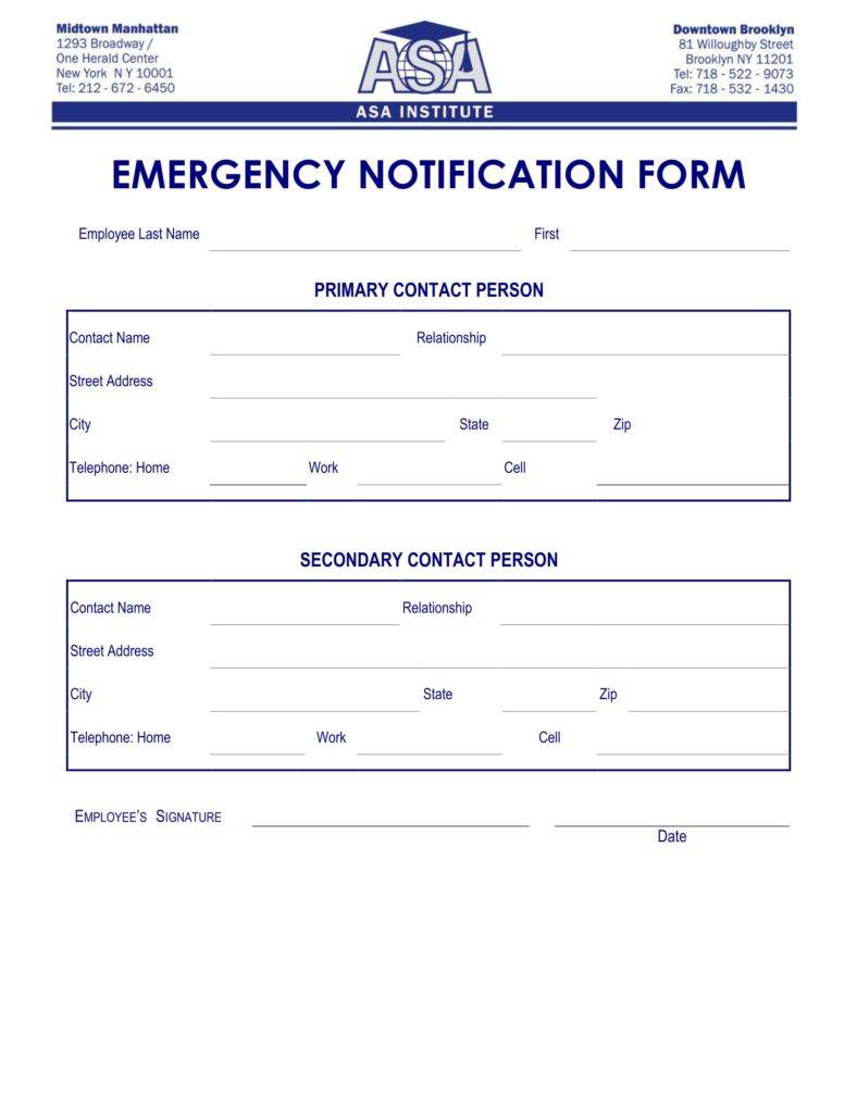 9+ Employee Emergency Notification Forms & Templates PDF, DOC