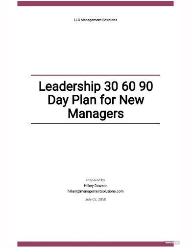 leadership 30 60 90 day plan template for new managers