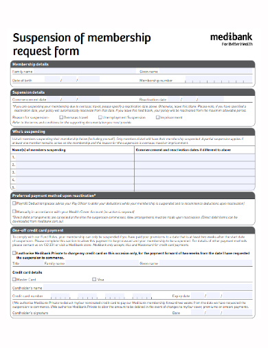 membership request letter of suspension