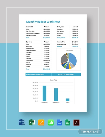 Printable Budget Worksheet - 23+ Word, Excel, PDF Documents Download ...