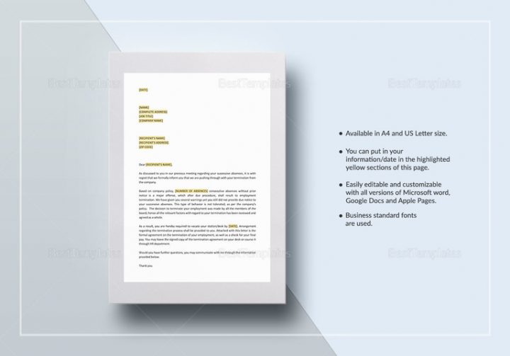 How To Write An Absenteeism Termination Letters Word