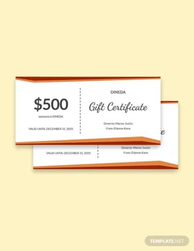 Free Blue Forchetta Restaurant Gift Certificate template