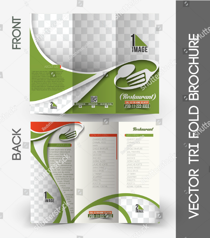 restaurant trifold take out brochure template