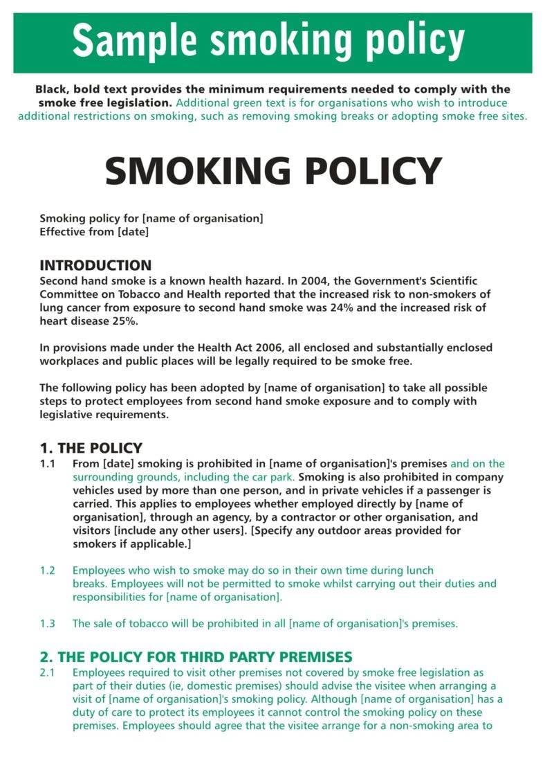 6  Smoking Policy Templates PDF DOC