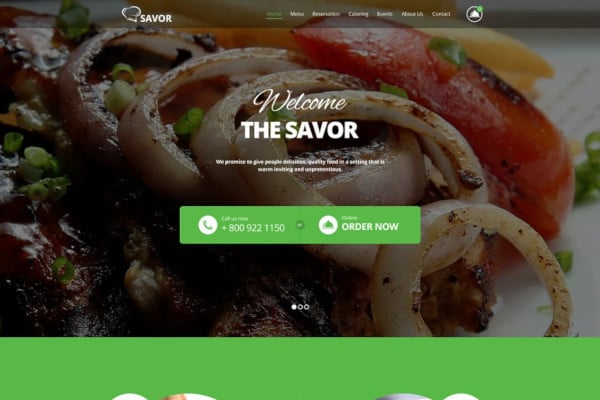 savor one page restaurant theme