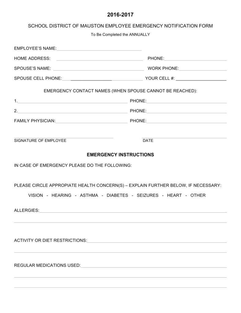 9 Employee Emergency Notification Forms And Templates Pdf Doc Free And Premium Templates 8242