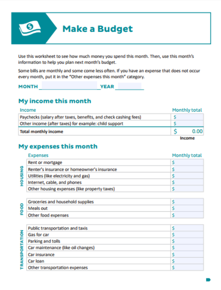 free income and expense worksheet