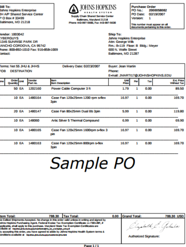 Purchase order form образец заполнения