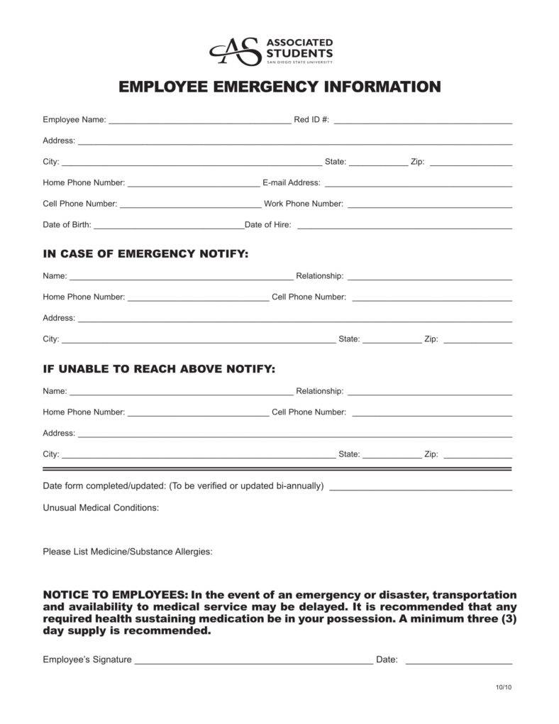 9+ Employee Emergency Notification Forms & Templates - PDF, DOC