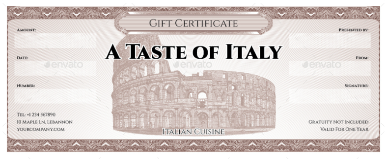 vintage restaurant gift certificate template 788x