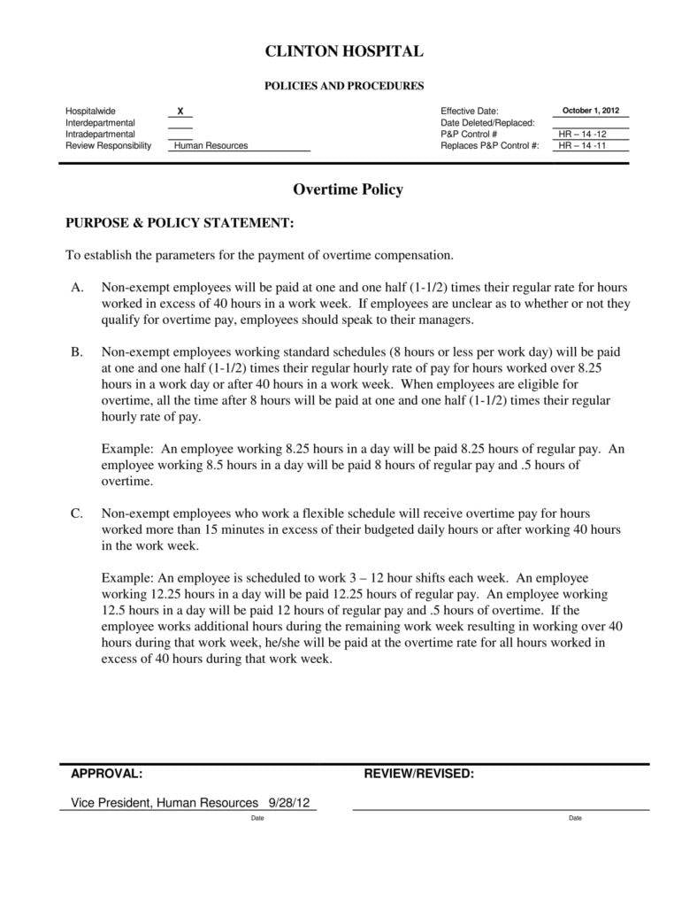 overtime guidelines With Regard To overtime agreement template