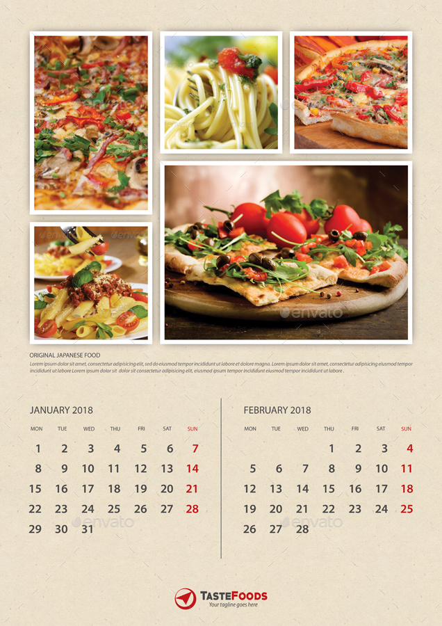 14+ Restaurant Calendar Designs & Templates PSD, AI Free & Premium