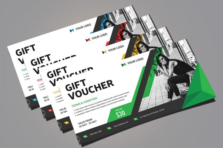 free fashion gift voucher design template mock up psd