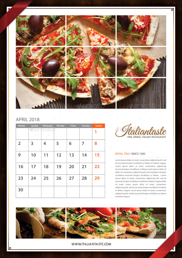 14+ Restaurant Calendar Designs & Templates PSD, AI Free & Premium