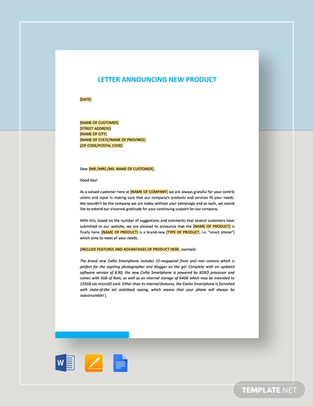 How to Write a Letter Announcing a New Product Word