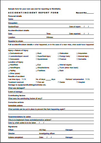 accident incident report form
