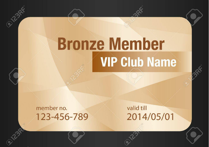 bronze restaurant vip membership card template