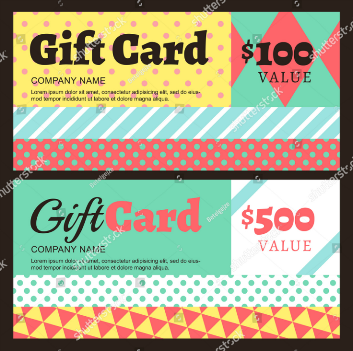 colorful gift card voucher template