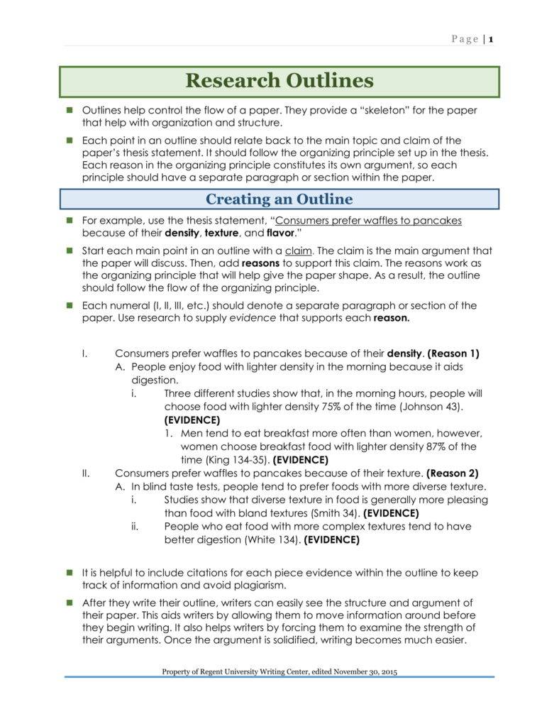 structure of a research paper outline