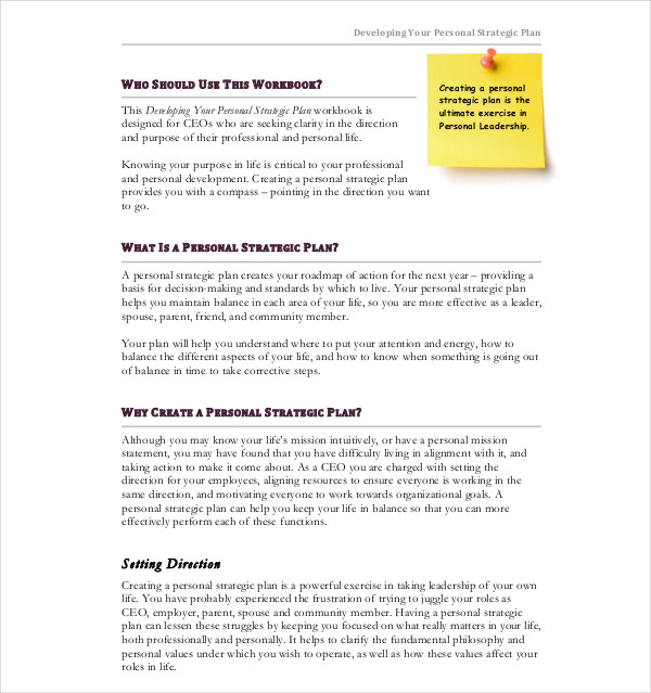 8 Personal Strategic Plan Templates PDF