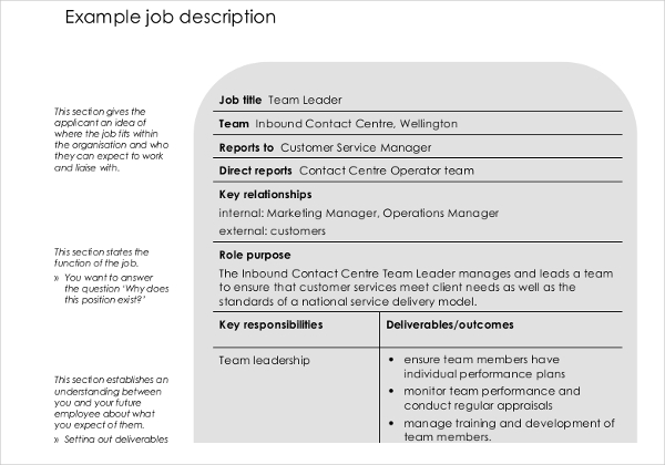 employee job description template