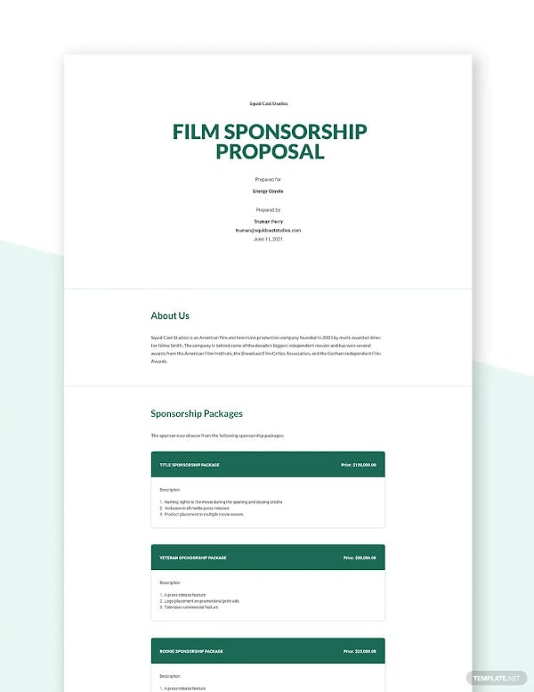 12+ Film Proposal Templates For Your Project