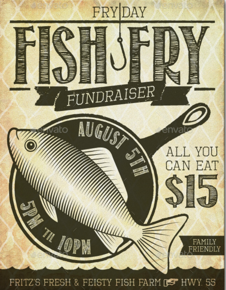 fish fry restaurant fundraiser flyer template