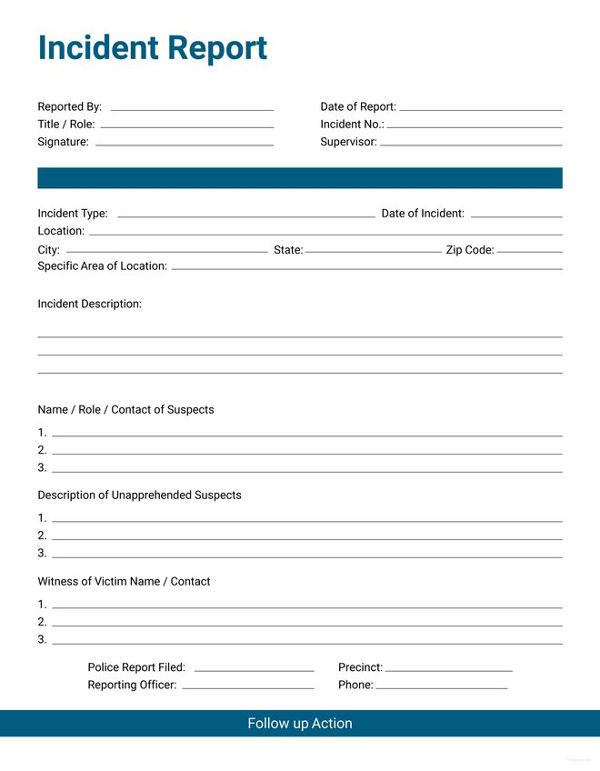 Printable Incident Report Template Word Customize and Print