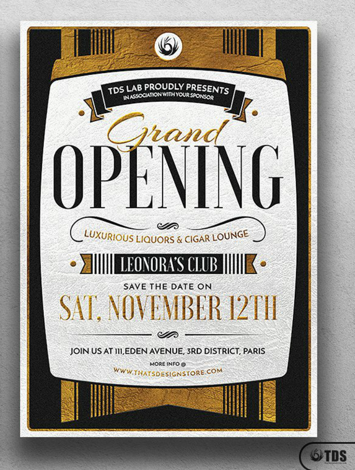 Premium Vector  Grand opening banner. vector promo flyer with