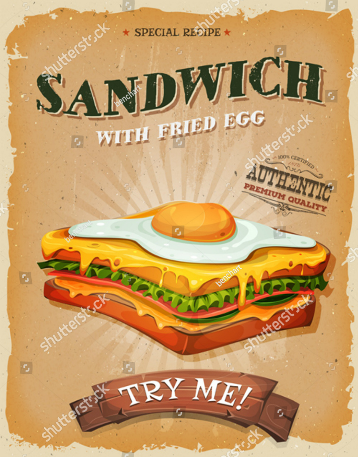 grunge vintage sandwich shop takeaway flyer template