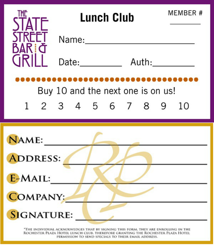 hotel restaurant lunch club membership card template