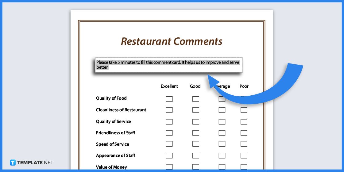 how to make a restaurant comment card step