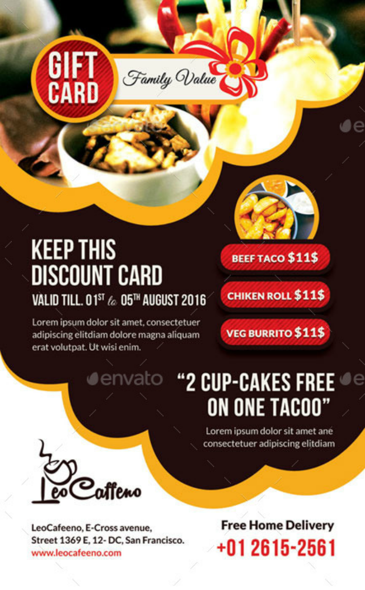 14+ Restaurant Gift Card Designs & Templates PSD, AI