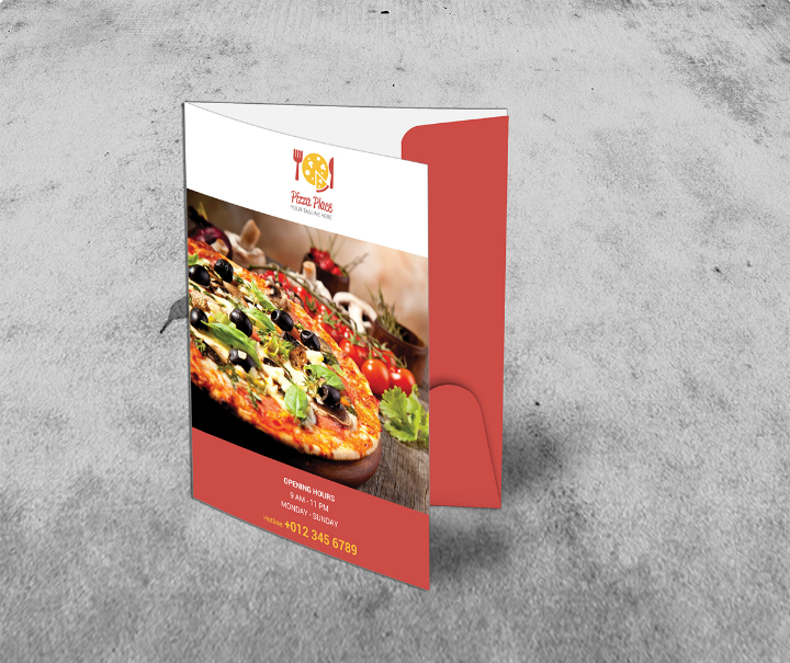 portrait pizza restaurant presentation folder template