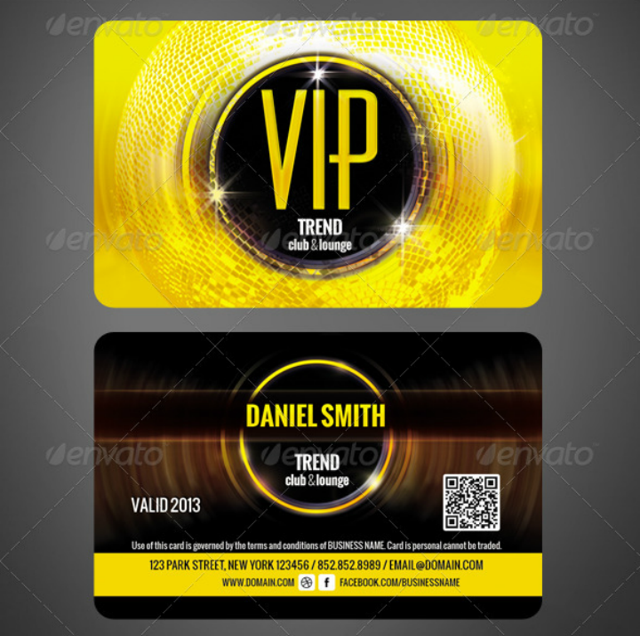 restaurant club vip membership card template