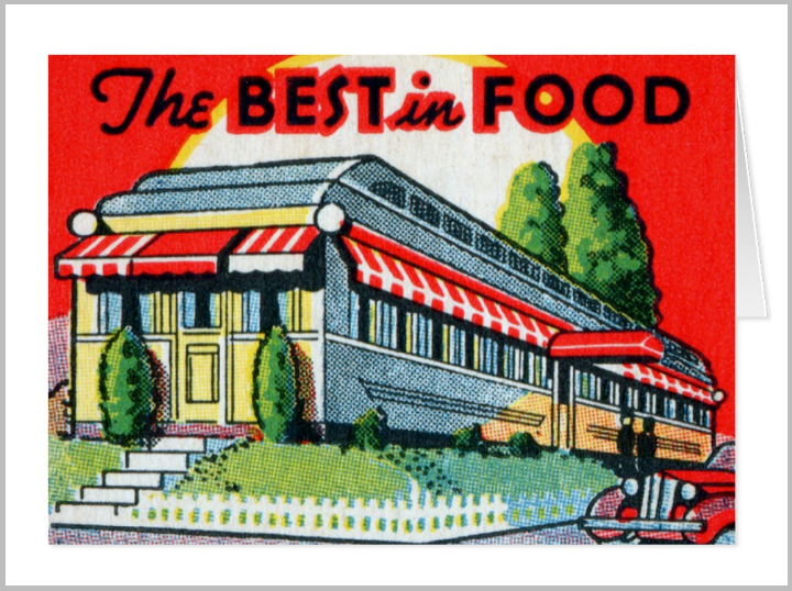 retro vintage kitsch restaurant greeting card template