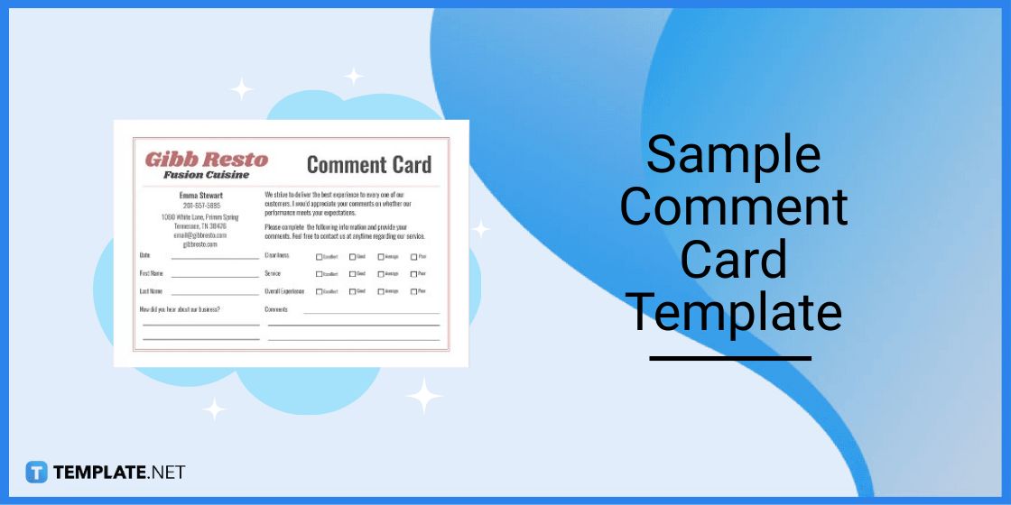 sample comment card template