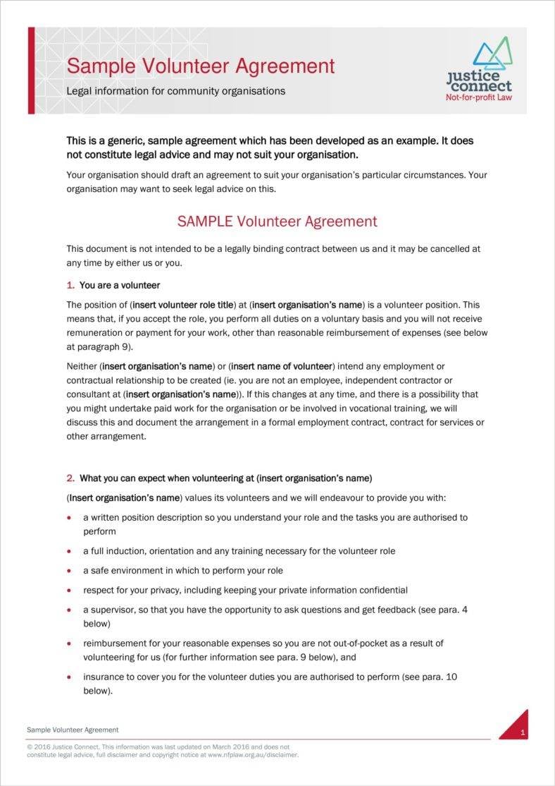 How to Make a Volunteer Agreement Form Free Premium Templates