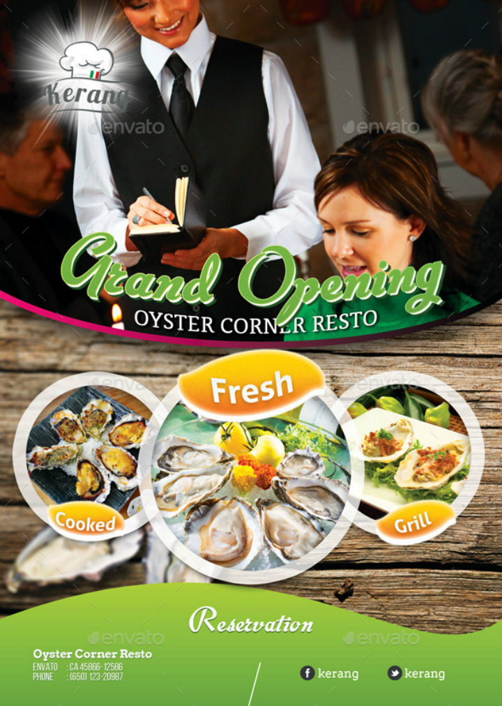 seafood restaurant grand opening flyer template